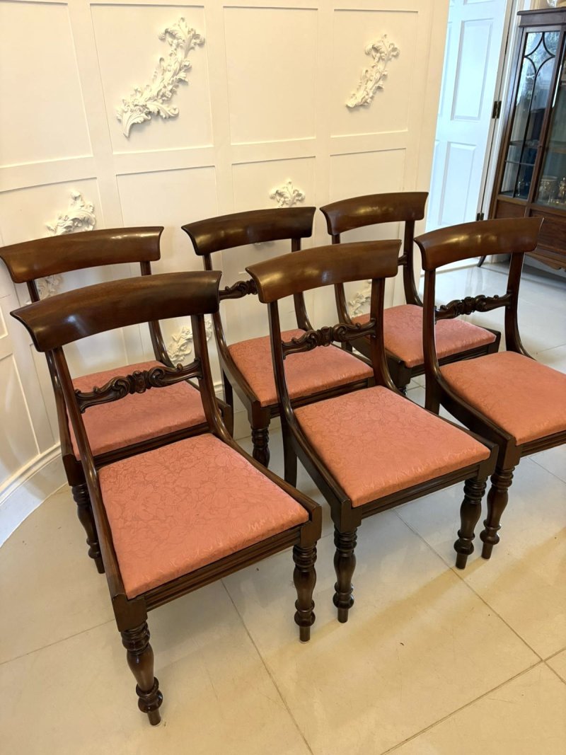 Set of 6 Antique William IV Quality Mahogany Dining Chairs